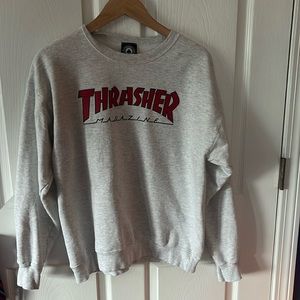 Medium White Thrasher Magazine Crew Neck Sweatshirt